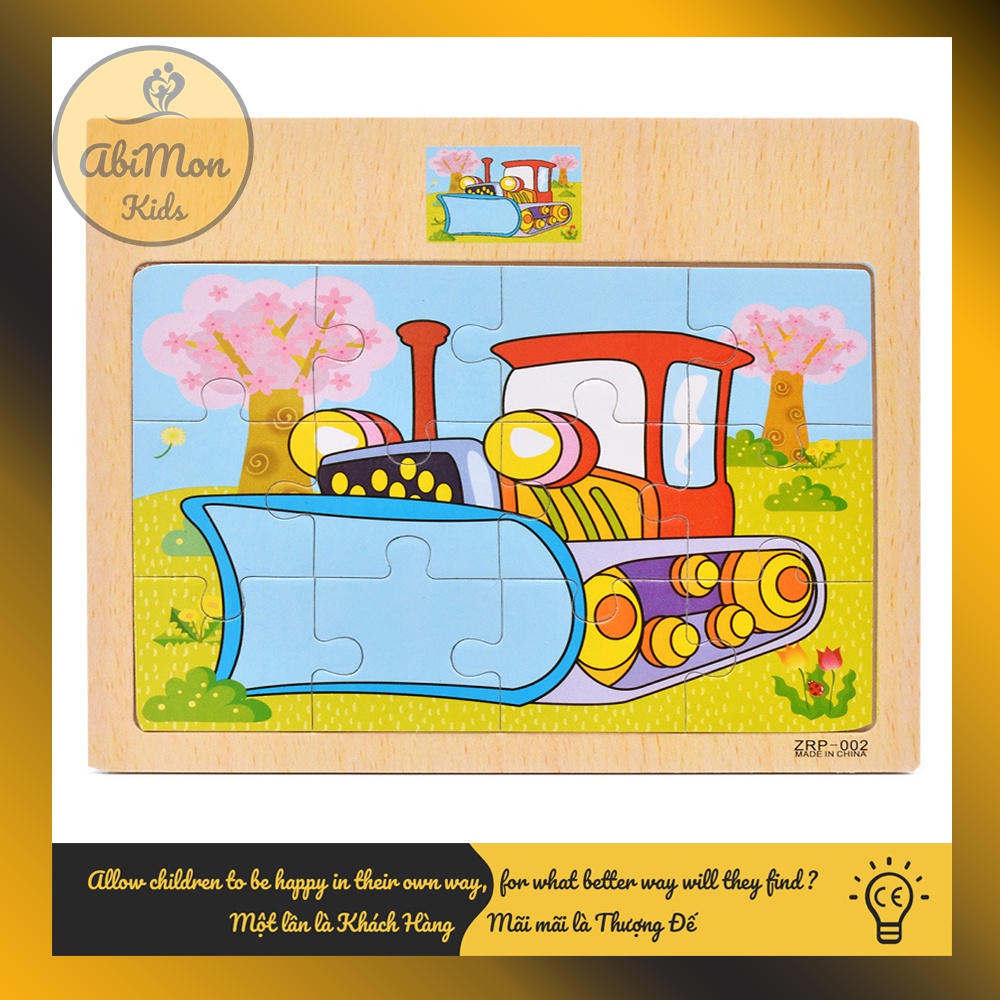 Tranh Ghép Hình Gỗ 12 Miếng Cho Bé ☘️ Montessori cao cấp ✨ (Đồ chơi Gỗ - Đồ chơi Giáo Dục - An toàn - Thông minh)