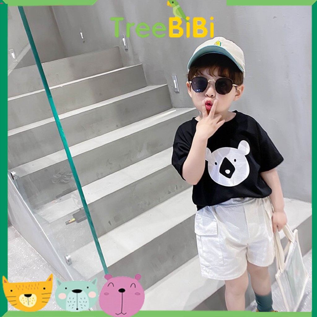 Áo thun bé trai in mặt gấu cute - 100% cotton, thoáng mát, hút mồ hôi tốt -  thời trang cho bé TreeBiBi