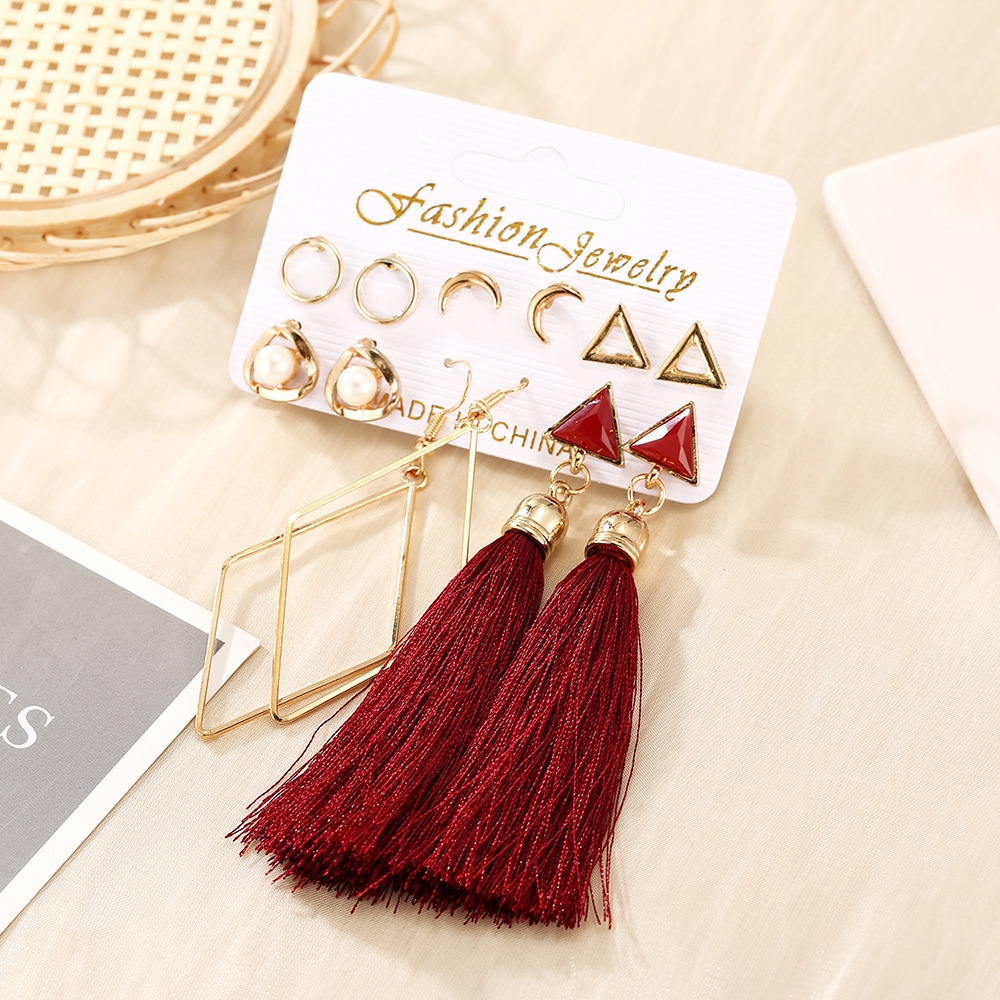 Set 6 Đôi Khuyên Tai Phong Cách Bohemian Thời Trang Cho Nữ