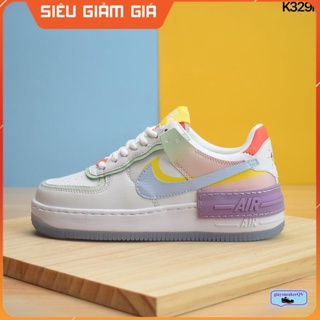 Ảnh thật giày thể thao Air Force 1 Shadow White Hydrogen Blue Purple dành cho nữ .