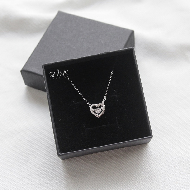 Dây chuyền bạc nữ Sweetheart, dây chuyền tim đính đá bạc 925 Quinn Jewelry