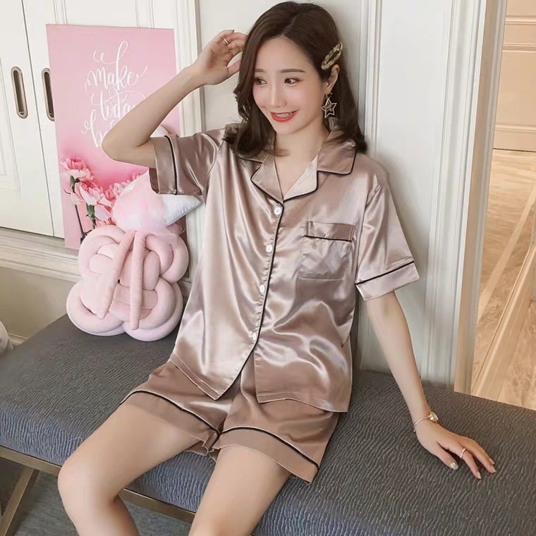 BỘ NGỦ LỤA CỘC TAY VIỀN NƠ - ĐỒ BỘ PIJAMA LỤA NƠ HOT HIT