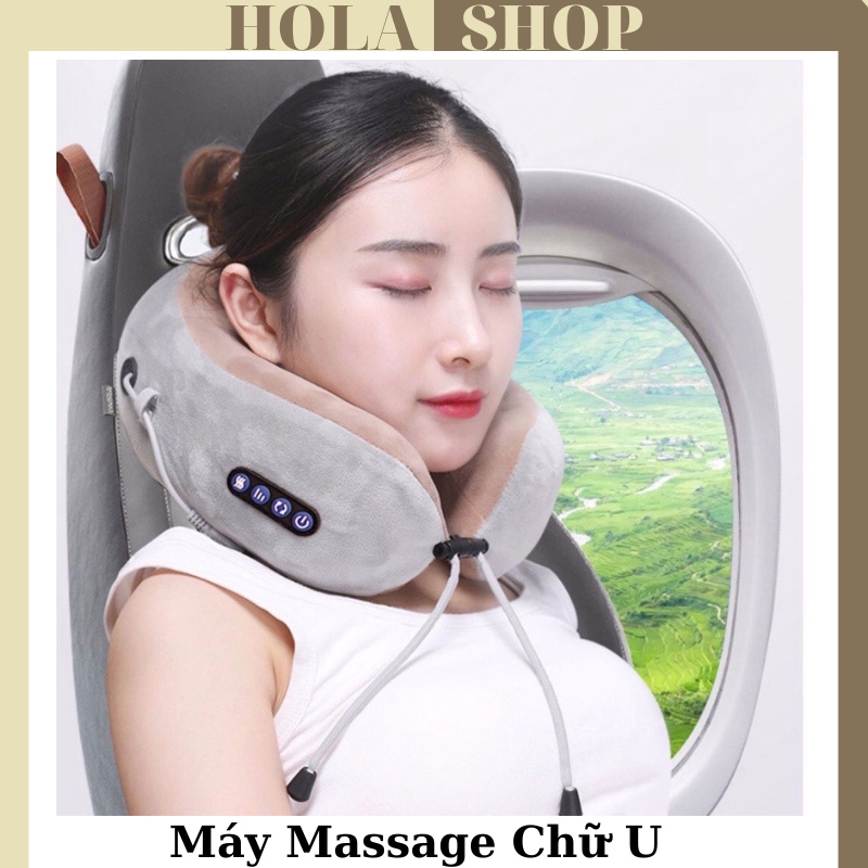 Máy massage cổ vai gáy chữ U ,máy mát xa cổ vai gáy kiêm gối ngủ tiện lợi, gối massa cao cấp - bảo hành 12 tháng