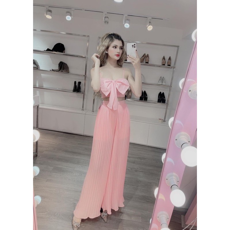 [Mã FATHANG5 giảm 10K đơn 50K] Set Áo Nơ Quần Dập Ly Ống Rộng Cao Cấp Loại 1 <Hình thật> | BigBuy360 - bigbuy360.vn