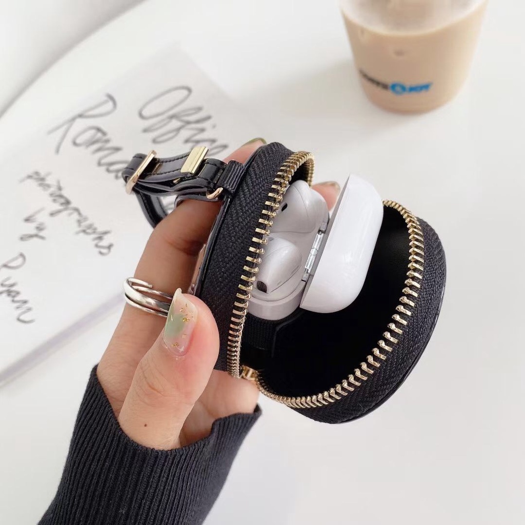 Vỏ Bảo Vệ Hộp Sạc Tai Nghe Apple AirPods 1/2/pro/3 Bluetooth Bằng Da Bóng Chống Trượt Chống Sốc