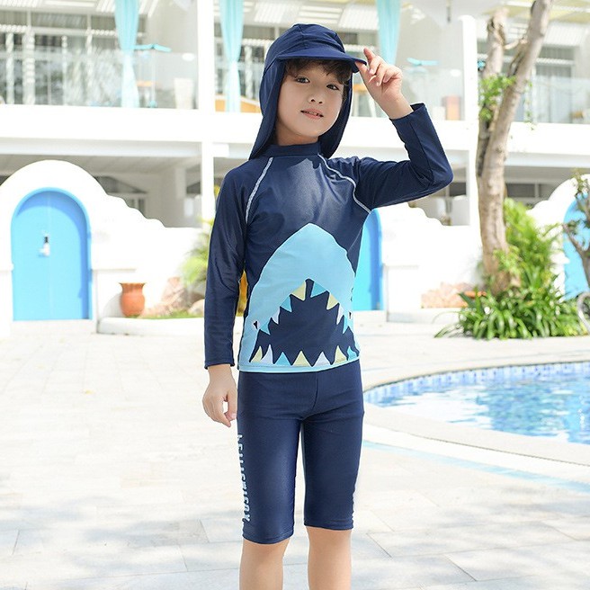 Đồ bơi Baby Shark đi biển chống nắng cho bé có kèm Mũ