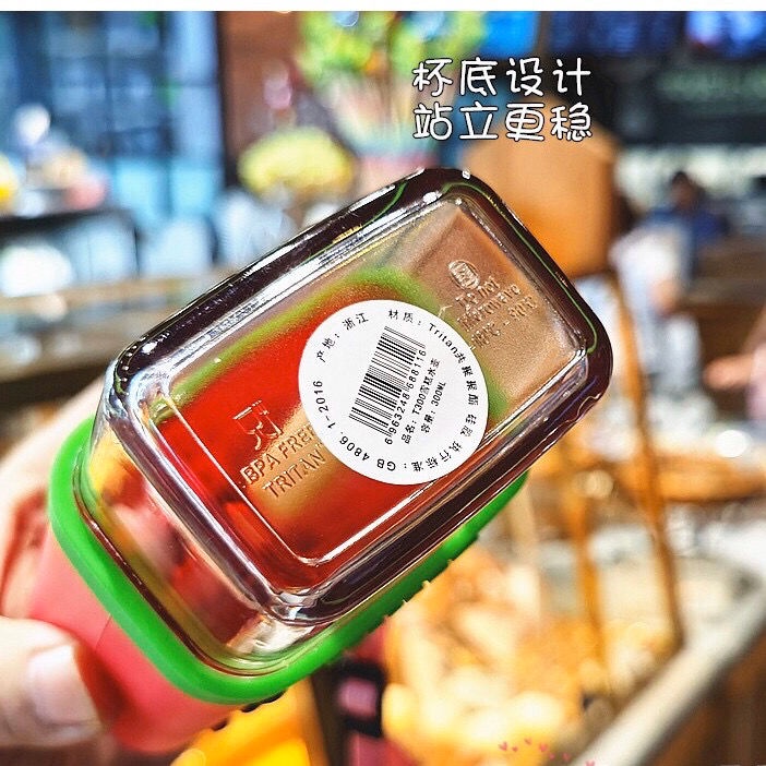 Bình Nước Cầm Tay Chống Sốc Kèm Ống Hút Hình Kem Dưa Hấu Dành Cho Trẻ Em Mẫu Giáo