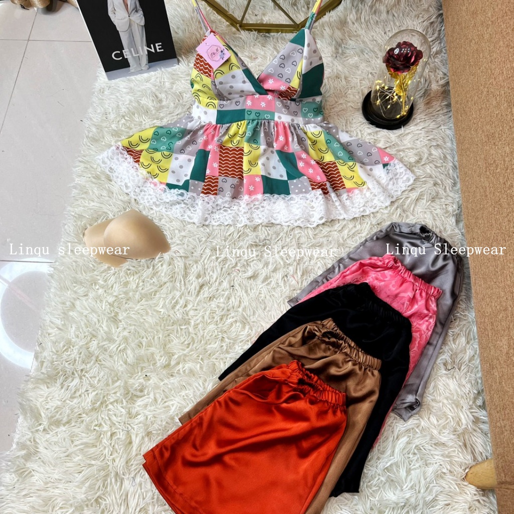 Đồ ngủ sexy 2 dây gợi cảm, Đồ ngủ nữ chất mango phối satin Freesize <60kg - Linqustore