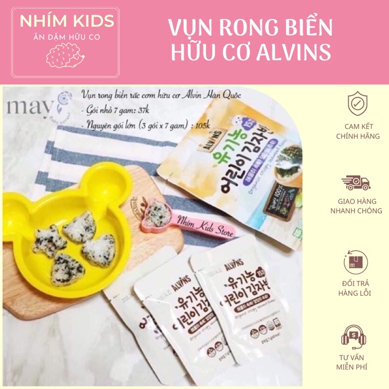 [Date 3/2024] Vụn rong biển hữu cơ Alvin Hàn quốc cho bé ăn dặm