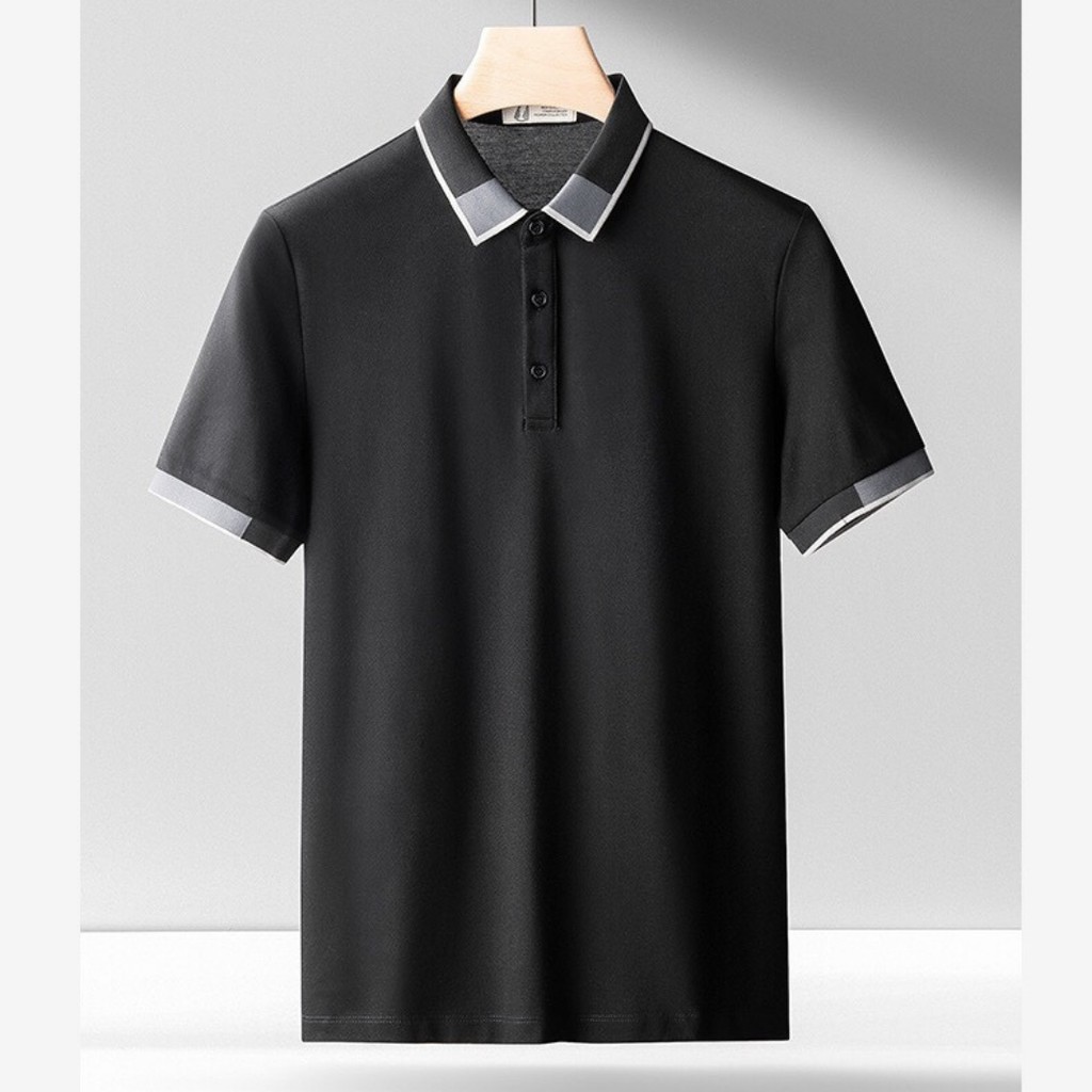 Áo Polo nam cổ bẻ phối cổ vải cá sấu xuất xịn,chuẩn form,sang trọng-lịch lãm RubyP1 ĐEN | BigBuy360 - bigbuy360.vn