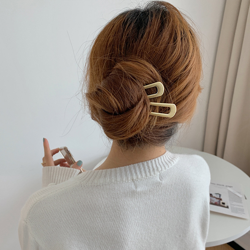 Trâm cài tóc hình chữ U nhỏ nhắn chất liệu kim loại đơn giản cổ điển sang trọng dễ phối đồ