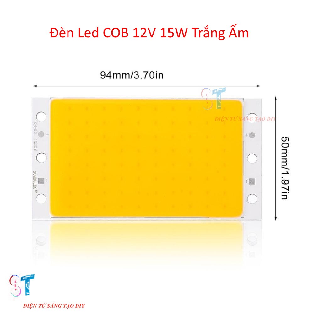 Đèn Led COB 12V 15W Trắng Ấm (chíp COB 4C20B)