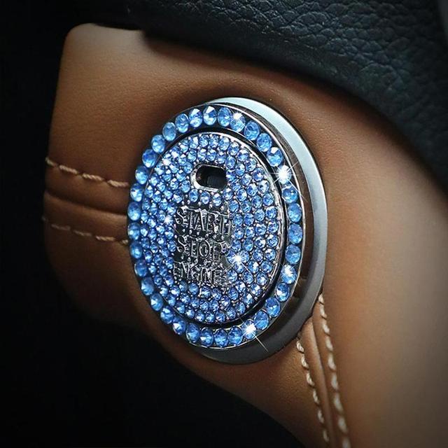 Ốp đính đá bảo vệ nút bấm khởi động xe hơi