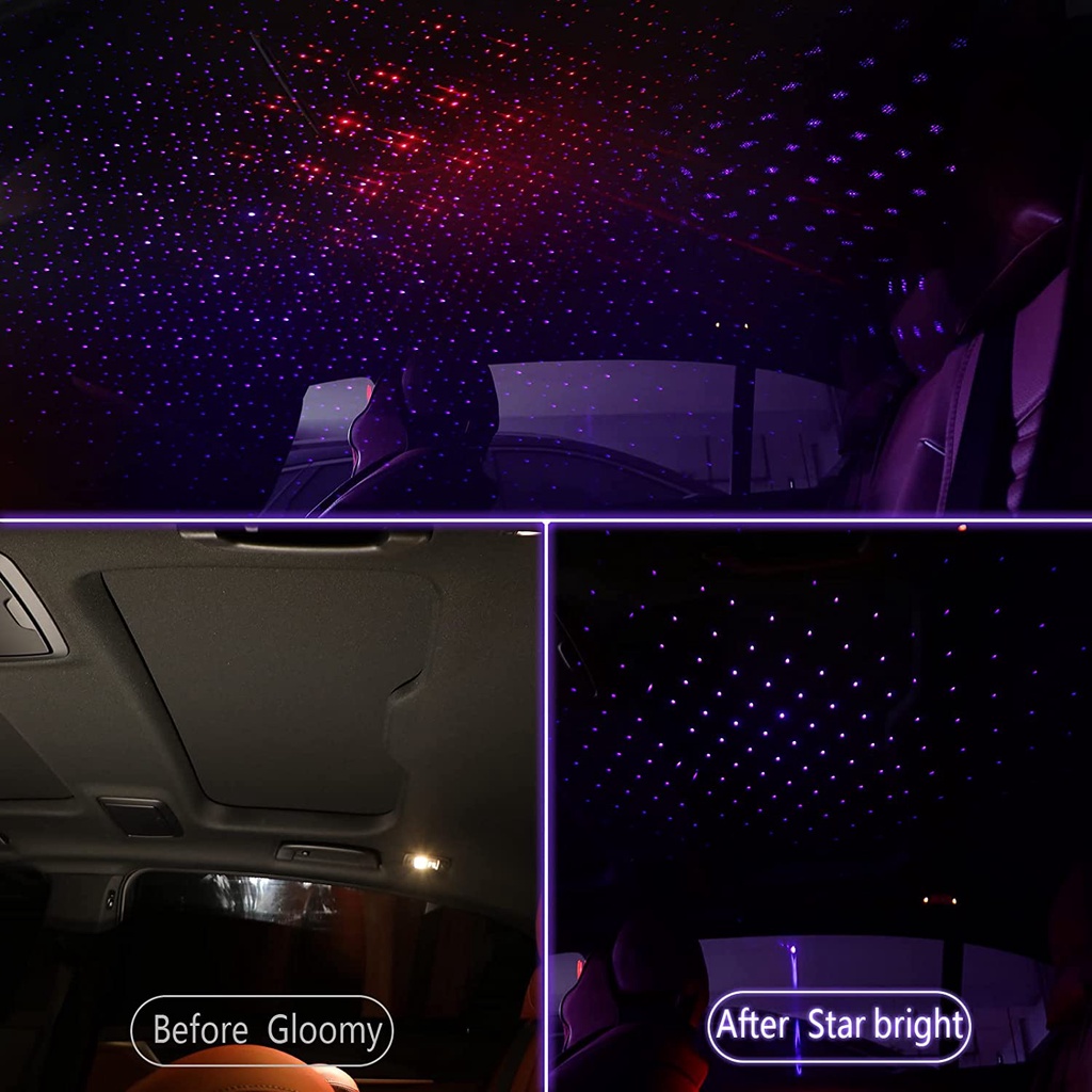 Đèn LED Chiếu Trần Xe Hơi USB Màu Neon Hình Ngôi Sao Thiên Hà Thông Dụng Có Thể Điều Chỉnh Được