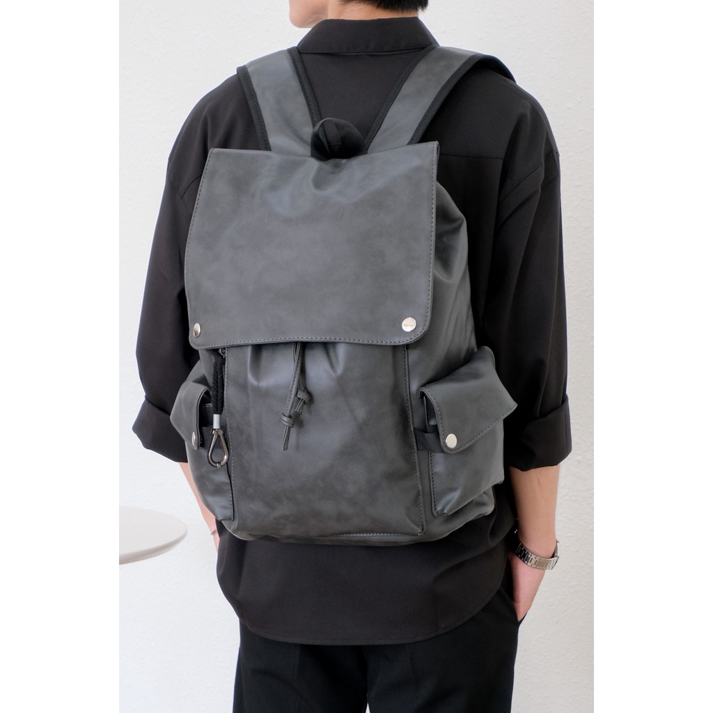 Balo chất liệu da Độc menswear unisex cỡ lớn nhiều ngăn phong cách Hàn Quốc không nổ - BL81