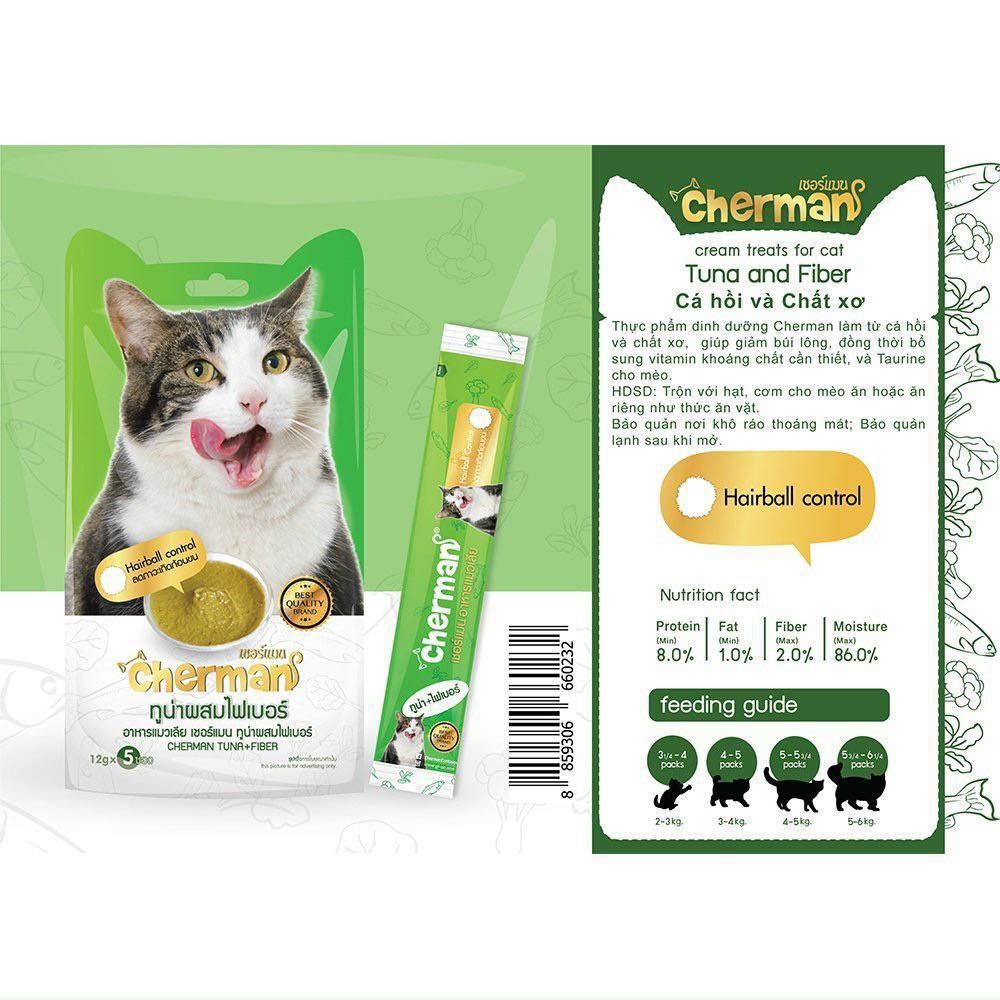 Súp Thưởng dinh dưỡng Cao cấp Cherman vị cá mòi , cá hồi , cá ngừ cho mèo
