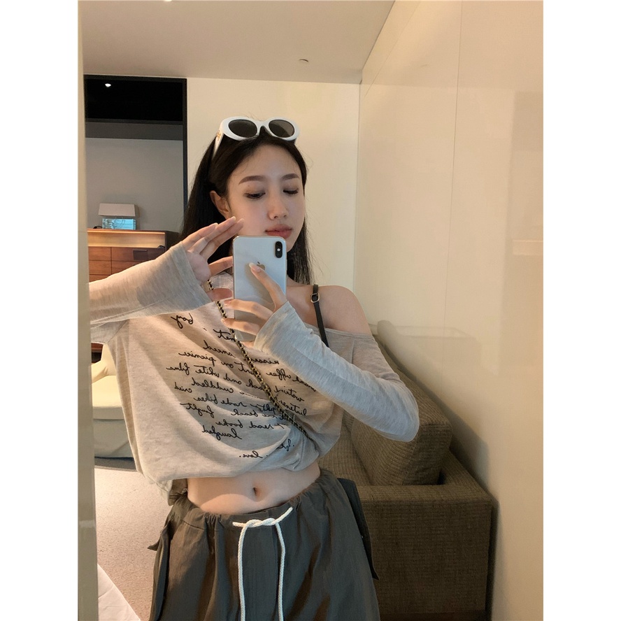 Áo Thun Nữ Dài Tay Lệch Vai Thời Trang Hàn Quốc