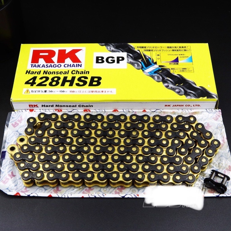 Sên RK Takasago 428HSB vàng đen BGP 132 mắt GẤP CNC