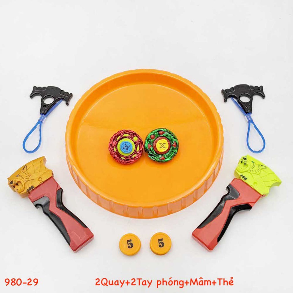 2 Bộ Con Quay BEYBLADE BRUST Có Tay Cầm + Mâm Đấu Lớn 40cm