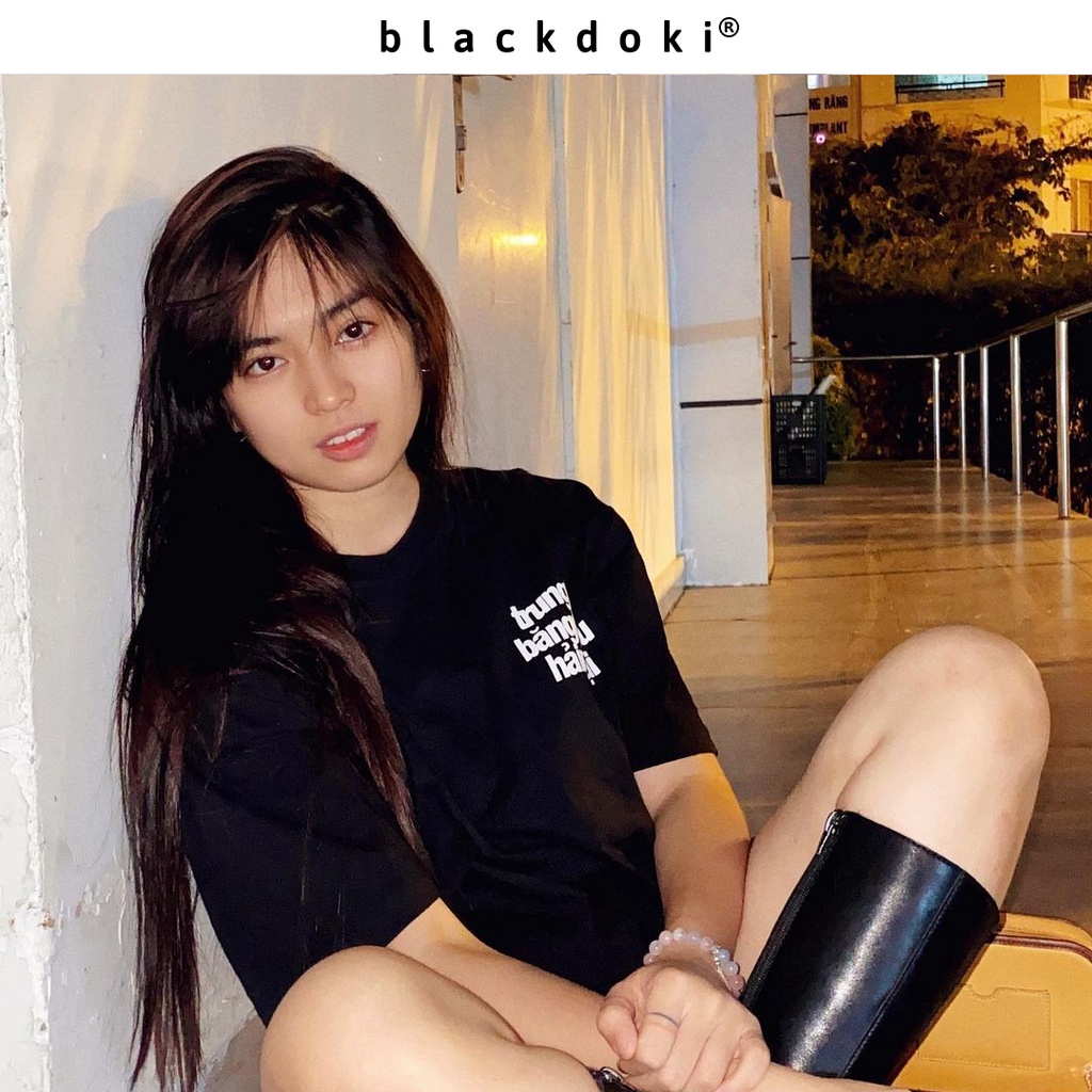 Áo thun nữ BLACKDOKI-trungtambangdialauhaingoai , áo phông form rộng tay lỡ basic cá tính chất cotton