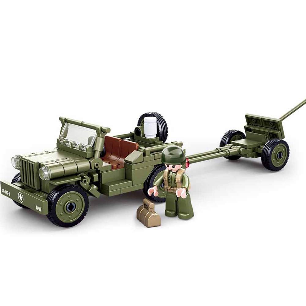 Set 143 mảnh đồ chơi SLUBAN B0853 lắp ráp xe jeep WW2