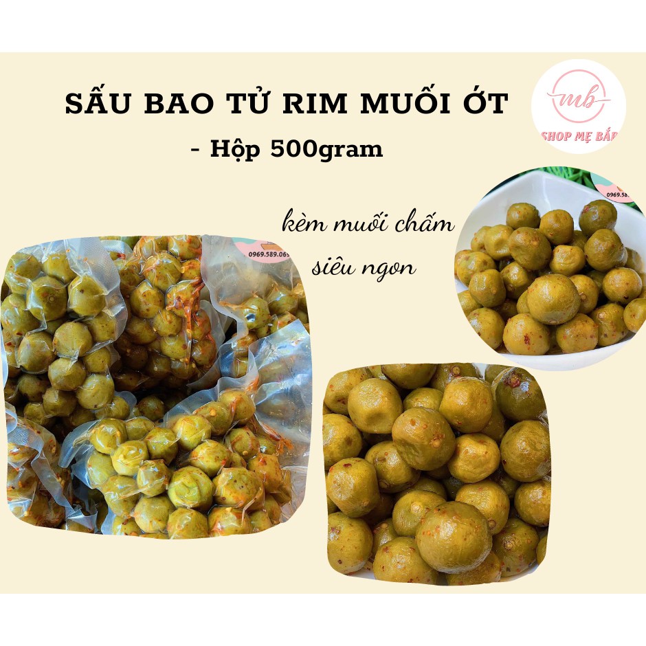 Sấu Bao Tử Rim Muối Ớt - Hộp 500gram - Shop Mẹ Bắp - trái sấu nhỏ giòn sốc muối chua cay [Đặc Sản Hà Nội]