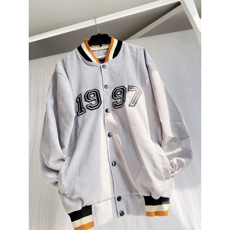 Áo Khoác Bomber Jackets 1997 Cúc bấm Unisex Chất nhung tăm đẹp phong cách thời trang