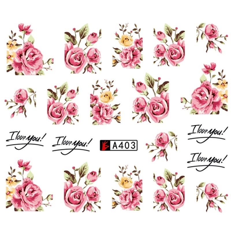 Set 2 Tờ Sticker Dán Móng Tay Hình Hoa Hồng