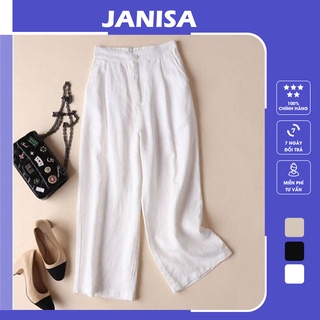 Quần ống rộng nữ lưng cao dáng dài đũi cạp cao bigsize công sở 95cm JANISA QD03