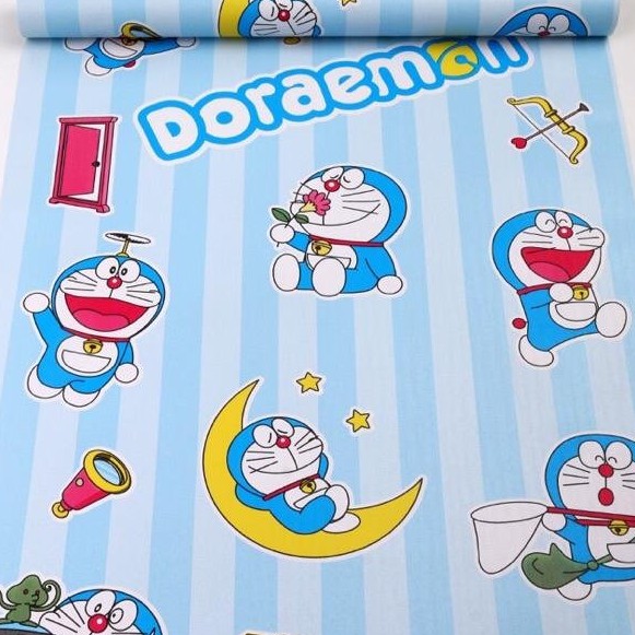 10m giấy dán tường sẵn keo doremon ánh trăng rộng 45cm