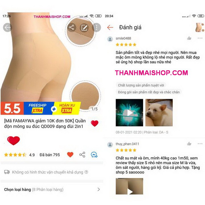 Quần độn mông su đúc QD009 dạng đùi 2in1
