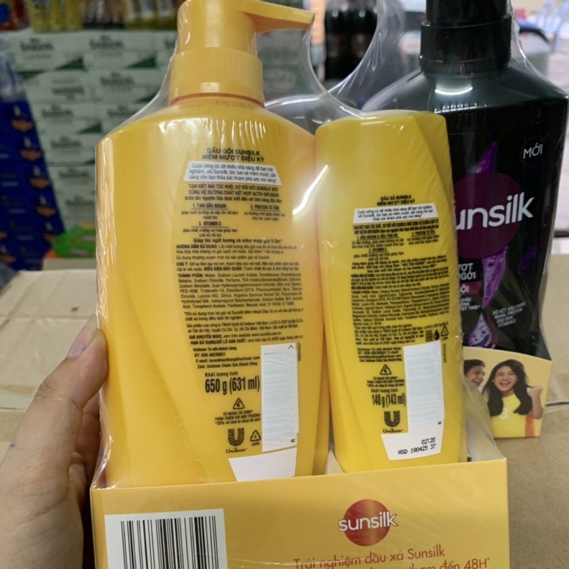 DẦU GỘI SUNSILK 650g tặng XẢ 140 chính hãng Unilever