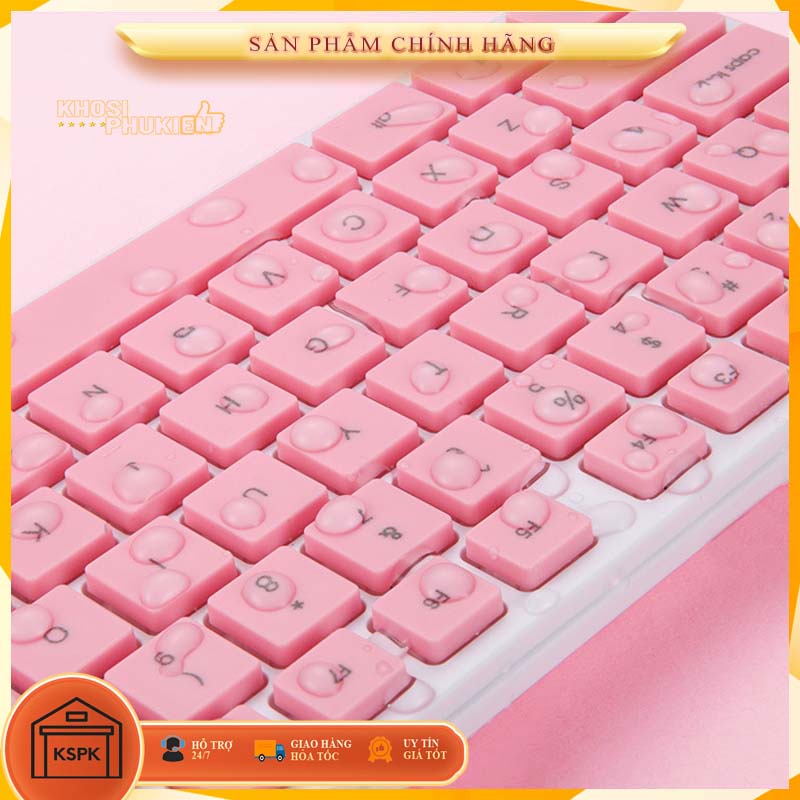 Bộ Bàn phím kèm chuột không dây xanh hồng mỏng dễ thương giá rẻ KSPK