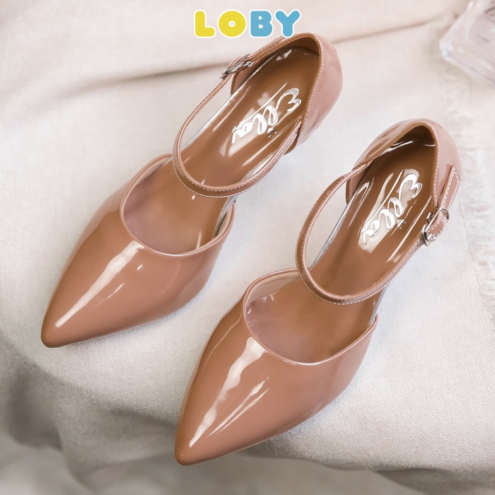 Giày sandal công sở cao cấp 7cm gót đắp mica tráng gương thanh lịch cuốn hút L662
