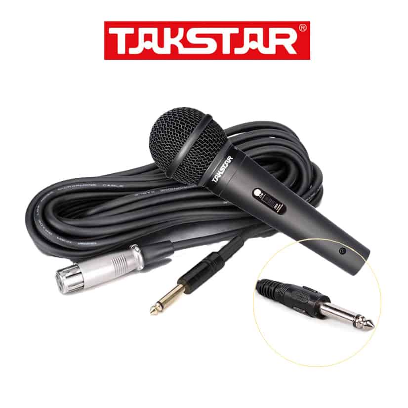 Mic Hát Karaoke Có Dây Takstar PRO-38 Dây Dài 6m, Độ Nhạy Cao, Lọc Ồn, Chống Nhiễu, Chính Hãng Giá Rẻ Bảo Hành 1 Năm