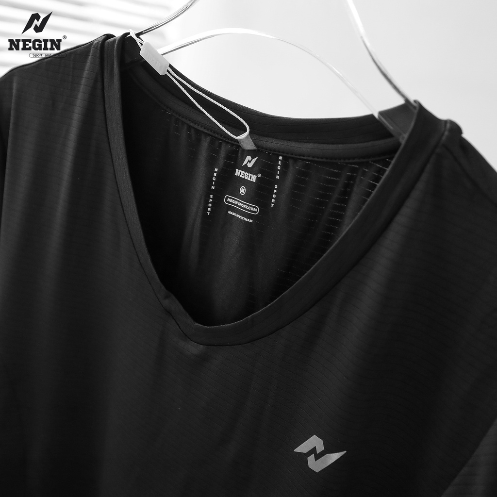Áo phông nữ cộc tay cổ chữ v thun trơn dáng suông co giãn thương hiệu Negin AN349W