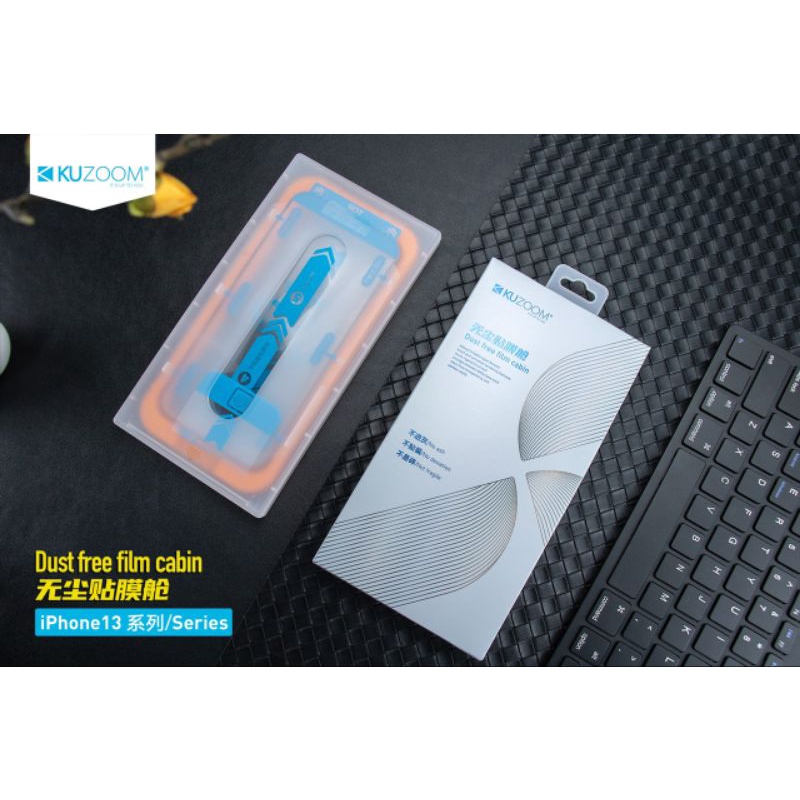 Kính cường lực Kuzoom kèm khung tự dán cho iphone 14 pro max / 14 pro / 14 pro / l14 /13 pro max/13 pro/13 full màn hình