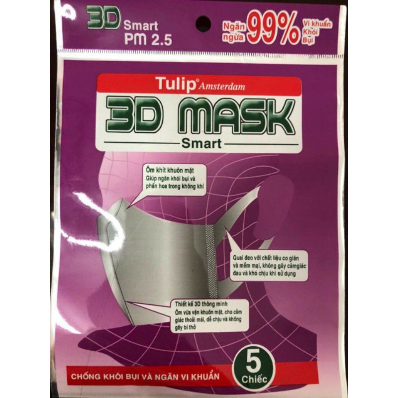 1 gói 5 cái khẩu trang 3D MASK TULIP Nhật Bản Unicharm