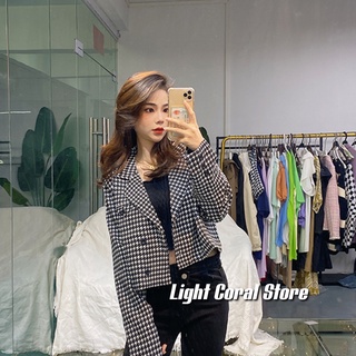 (Có sẵn)Áo khoác blazer họa tiết ziczac thời trang hàng thiết kế dáng ngắn trẻ trung cài khuy có lớp lót ( ảnh thật)