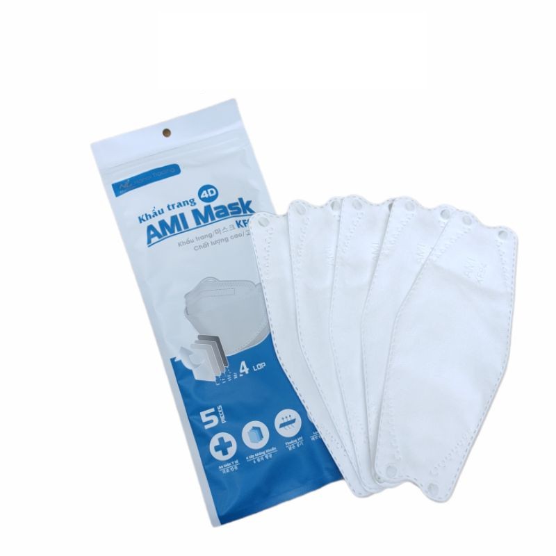 Khẩu Trang 4D Ami KF94 - 4 Lớp Kháng Khuẩn (Túi 5 chiếc) | BigBuy360 - bigbuy360.vn