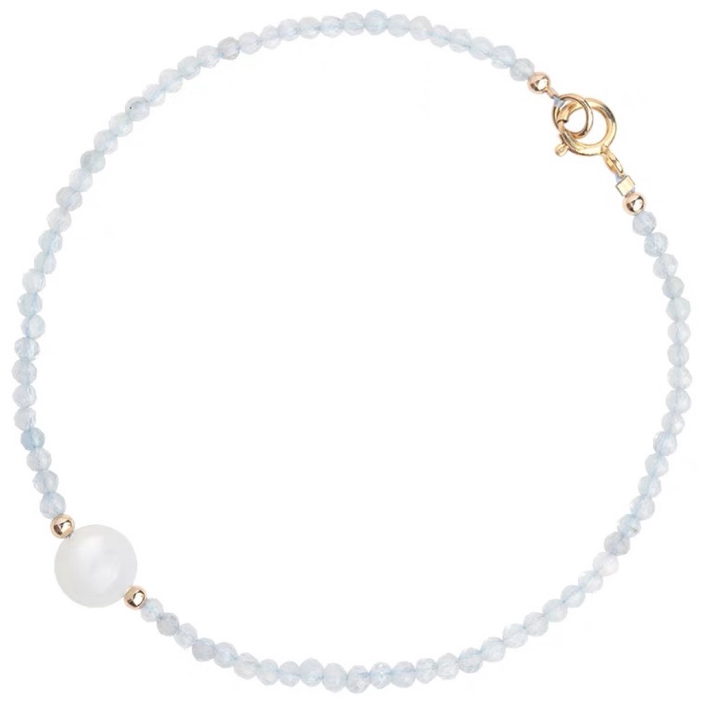 [Hàng Mới] Vòng Đeo Tay Hạt Màu Xanh Dương Nhạt Tươi Mới Cho Nữ