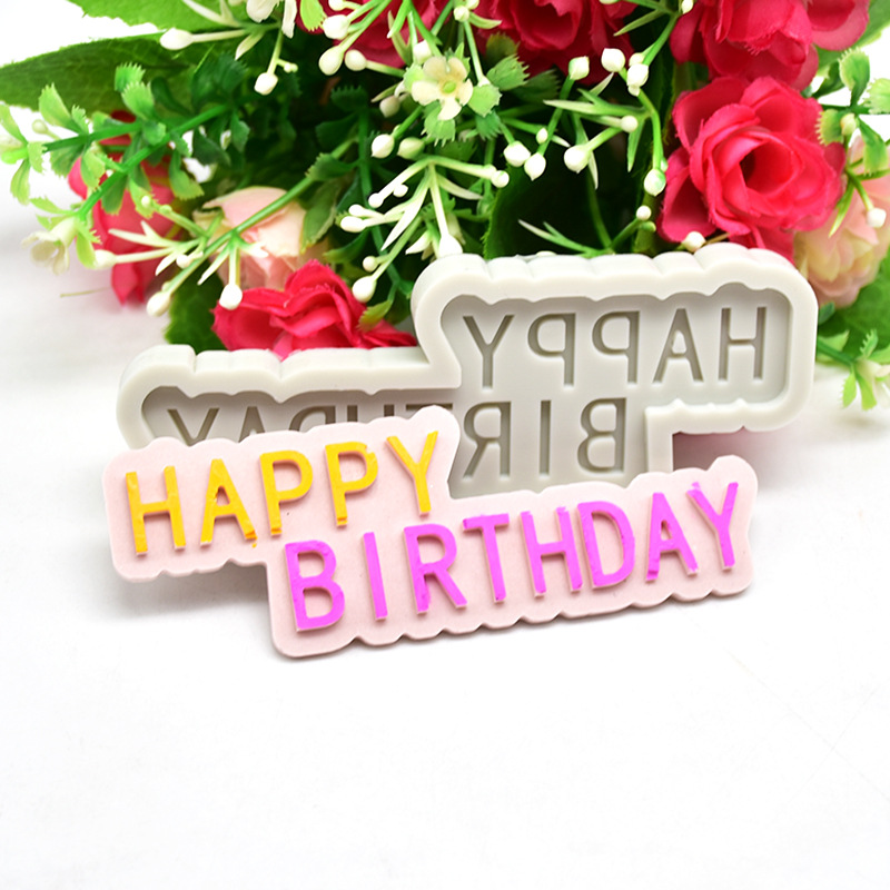 Khuôn Silicone Tạo Hình Chữ Happy Birthday 3d Trang Trí Bánh