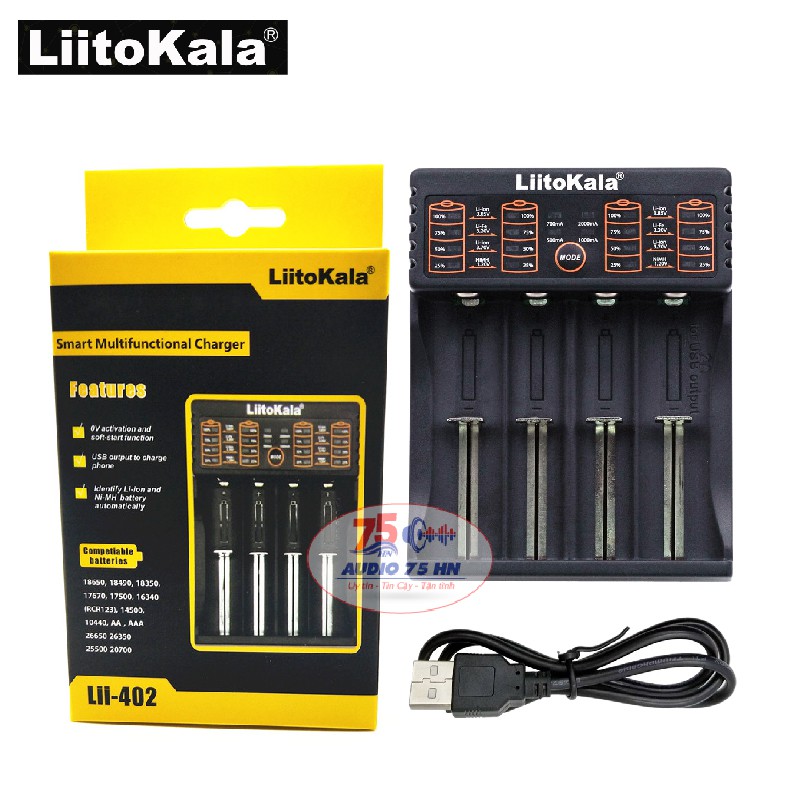 Bộ Sạc Pin Đa Năng LiitoKala Lii-402 Đầu USB Sạc Pin 1.2V/3.7V/3V/3.85V NiMH/Liion/LiFePo4