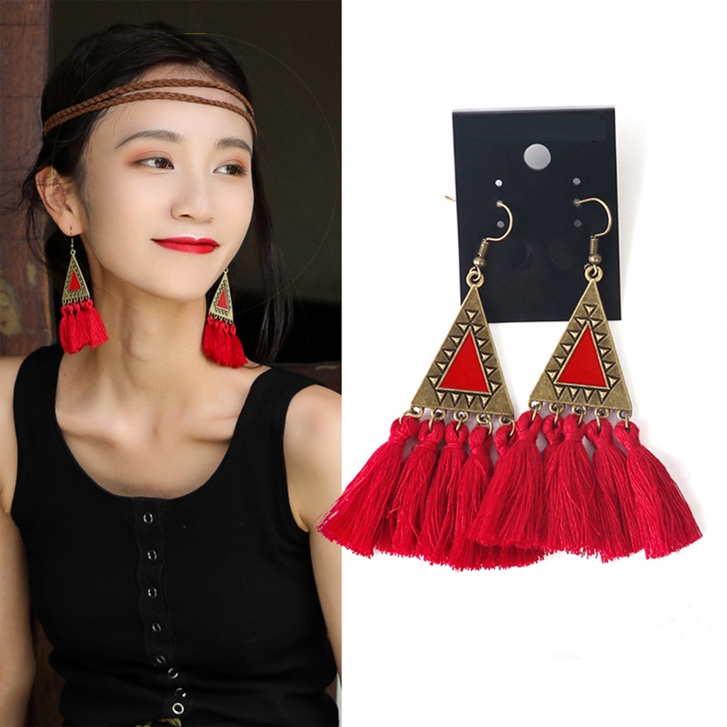 Bông tai boho phong cách vintage iLita khuyên hoa tai bohemian cổ điển nữ đẹp