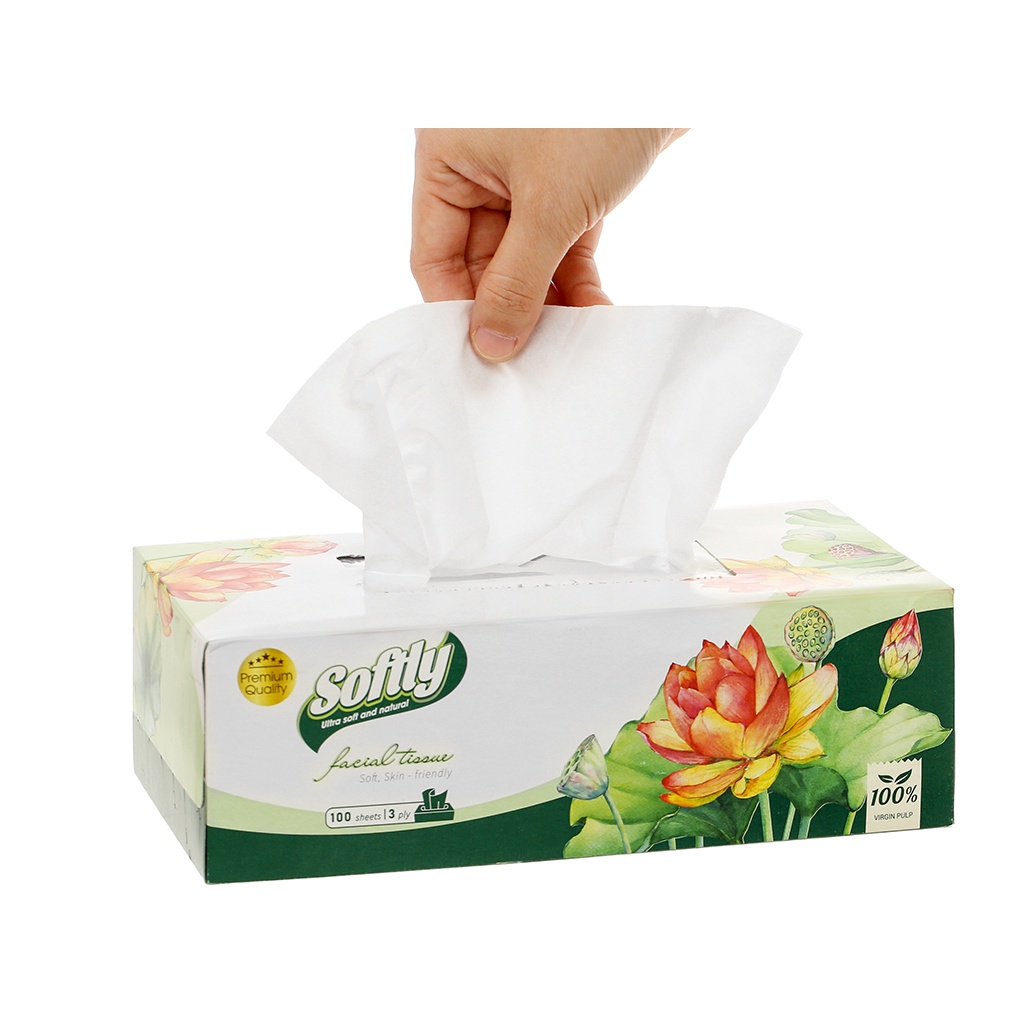 Khăn giấy lụa Softly 3 lớp hộp 100 tờ