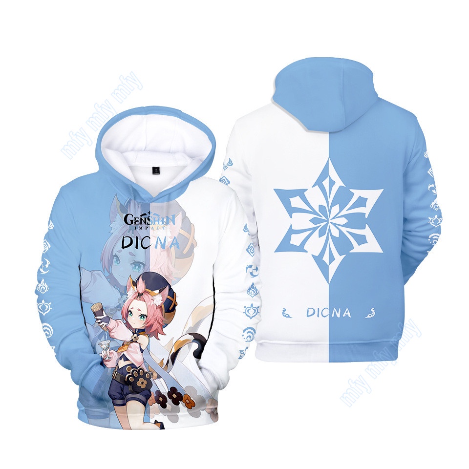 Genshin Va Chạm Eula Ganyu Chongyun Kaeya Áo Khoác Hoodie Giản Dị Cho Nam / Nữ / Thanh Thiếu Niên