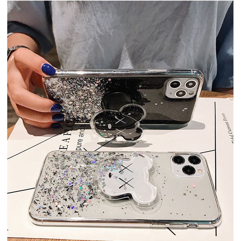 Ốp Điện Thoại tpu Mềm Có Giá Đứng Họa Tiết Kim Tuyến Cho iphone 15 14 13 12 mini se 2020 se2 6 6s 7 8 plus xr x xs 11 pro max
