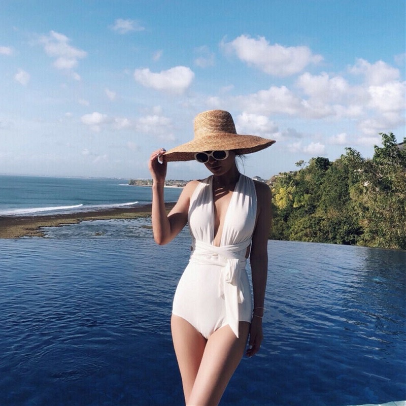 Bộ bơi - bikini nữ đi biển màu trắng vải co dãn siêu xinh