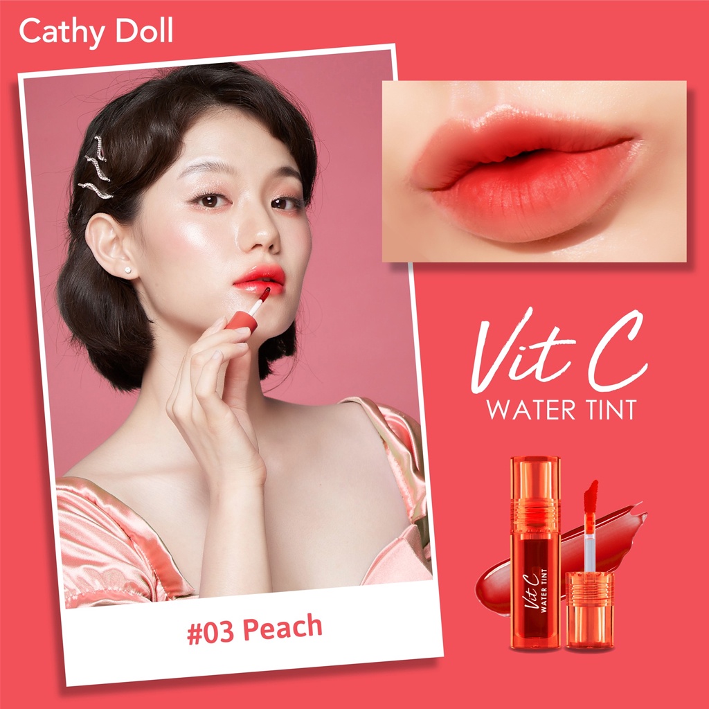 Cathy Doll Vit C Water Tint 2.7g Son kem lì Thái lan mềm mịn chống thấm nước không khô môi lâu trôi cao cấp