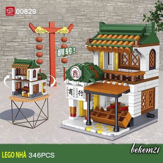 Lego Xếp Hình Con Gái Ngôi Nhà 2 Tầng Ngày Tết Cổ Truyền Trung Hoa Với 346 miếng ghép- đồ chơi lắp ghép bé gái